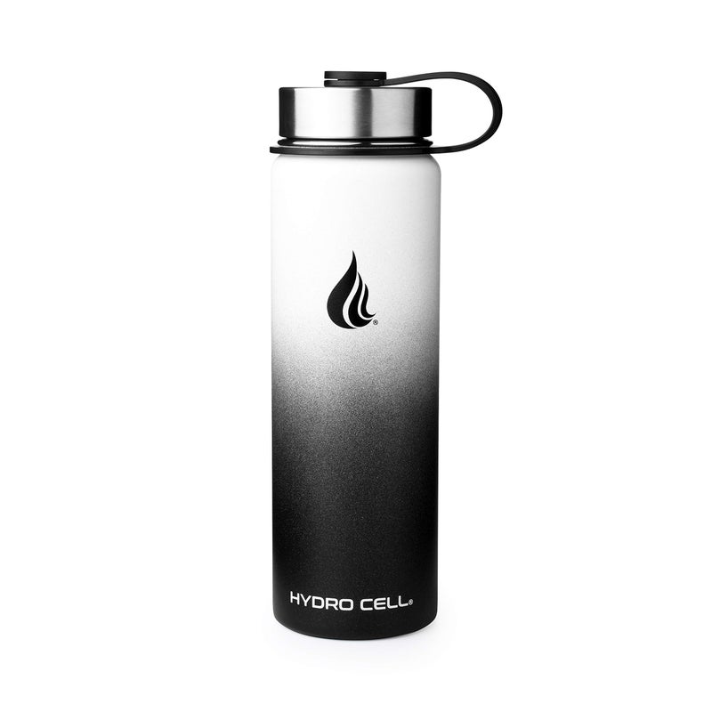 HYDRO CELL Stainless Steel Insulated Water Bottle with Straw - For Cold & Hot Drinks - Metal Vacuum Flask with Screw Cap and Modern Leakproof Sport Thermos for Adults (Black/White 24oz) - Image 2