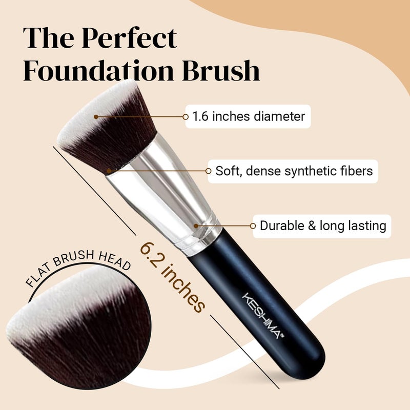 Keshima Large Flat Top Kabuki Foundation Brush by Keshima - Premium Makeup Brush for Liquid, Cream, and Powder - Buffing, Blending, and Face - 1.6" Top Diameter - Image 2