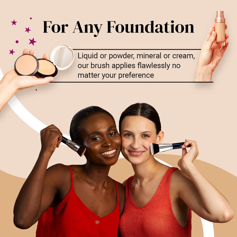 Keshima Large Flat Top Kabuki Foundation Brush by Keshima - Premium Makeup Brush for Liquid, Cream, and Powder - Buffing, Blending, and Face - 1.6" Top Diameter - Image 5