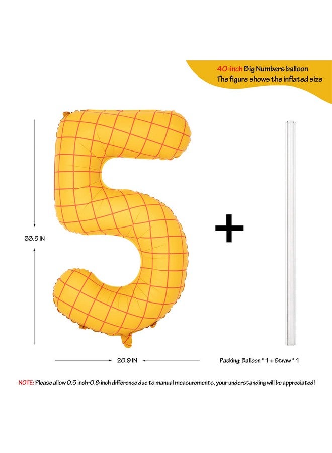 CHANGZHONG 40 In Matte Yellow Number Balloons Helium Foil Mylar Balloon Birthday Party banquet Decoration Digital 5 - Image 2