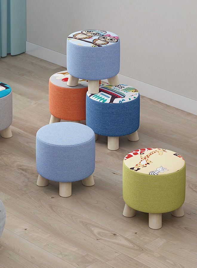 LINGWEI Ottoman Footstool Makeup Small Vanity Chair Upholstered Padded Pouf Fiber Linen Shoe Change Chair Feet Rest Stool  - Image 2