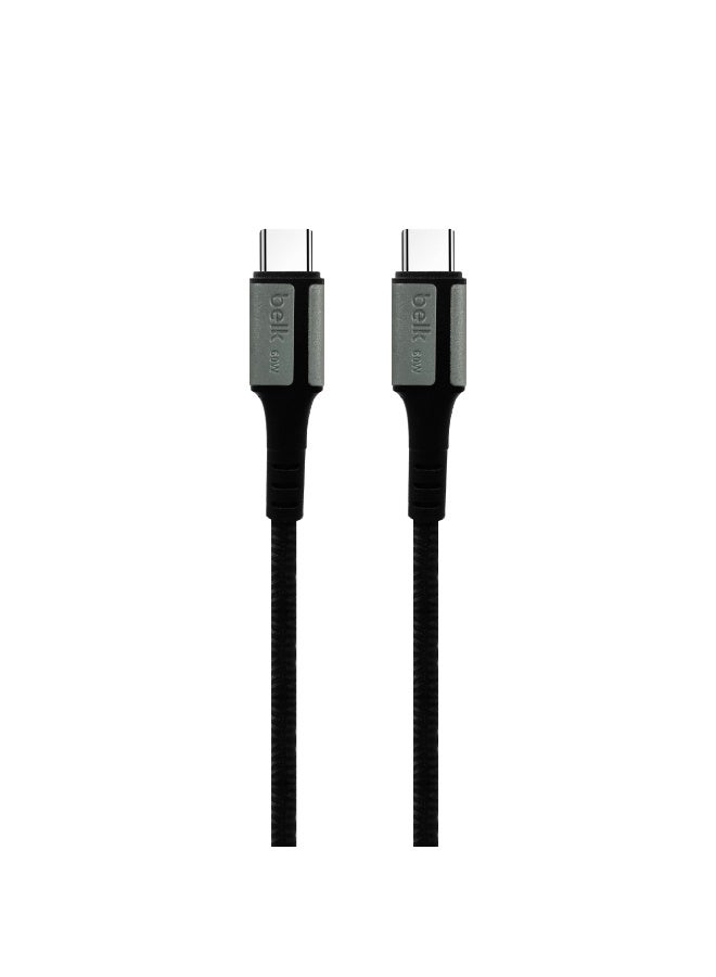 بيلك كابل شحن سريع BELK BL-S13 (من Type-C إلى Type-C) بقدرة 60 واط وطول 3 أمتار | يدعم تقنيتي الشحن السريع (Quick Charge) وتوصيل الطاقة (Power Delivery) | سلك متين مجدول من النايلون | نقل بيانات عالي السرعة بسرعة 480 ميجابت في الثانية | متوافق مع الهواتف الذكية والأجهزة اللوحية وأجهزة الكمبيوتر المحمولة وأجهزة Type-C | هيكل قوي معزز بمادة الكيفلار - Image 2