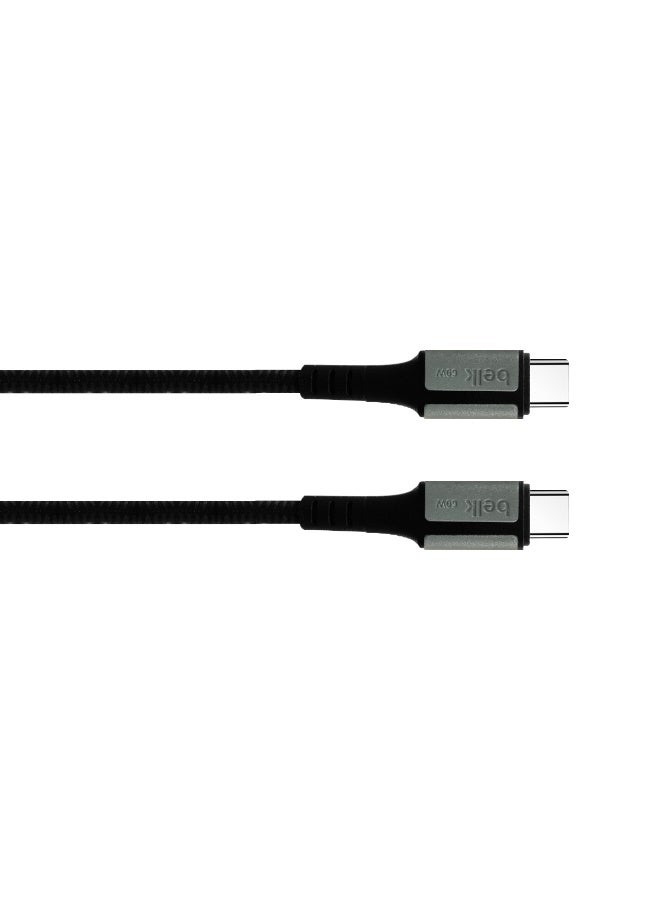 بيلك كابل شحن سريع BELK BL-S13 (من Type-C إلى Type-C) بقدرة 60 واط وطول 3 أمتار | يدعم تقنيتي الشحن السريع (Quick Charge) وتوصيل الطاقة (Power Delivery) | سلك متين مجدول من النايلون | نقل بيانات عالي السرعة بسرعة 480 ميجابت في الثانية | متوافق مع الهواتف الذكية والأجهزة اللوحية وأجهزة الكمبيوتر المحمولة وأجهزة Type-C | هيكل قوي معزز بمادة الكيفلار - Image 3