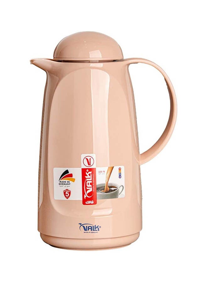VALK Vacuum Flask 1.0 Liter Mocca – Double-Wall Glass Interior, Plastic Exterior, Wide Mouth & Leak-Proof Cap – Made in Germany - Image 1