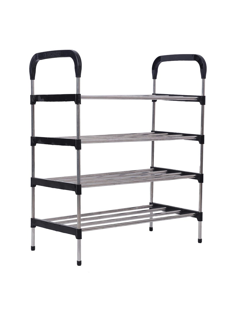 Three Secondz Three Secondz Book Shelf for Study Room Office Racks and Shelves of Steel Rack Plastic Shoe Racks for Home Iron Shoe Racks for Home Shoe Racks Metal 4 Shelves Black  - Image 4
