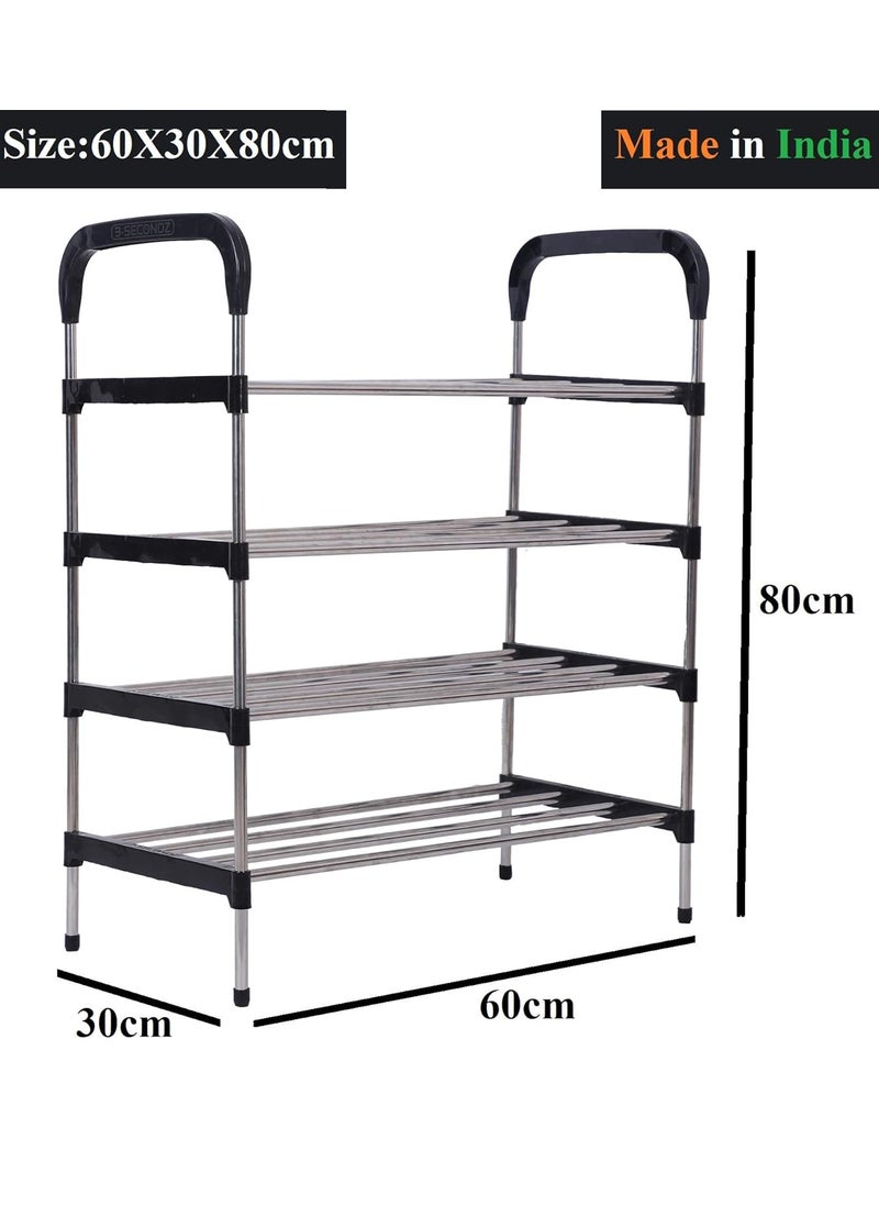 Three Secondz Three Secondz Book Shelf for Study Room Office Racks and Shelves of Steel Rack Plastic Shoe Racks for Home Iron Shoe Racks for Home Shoe Racks Metal 4 Shelves Black  - Image 2