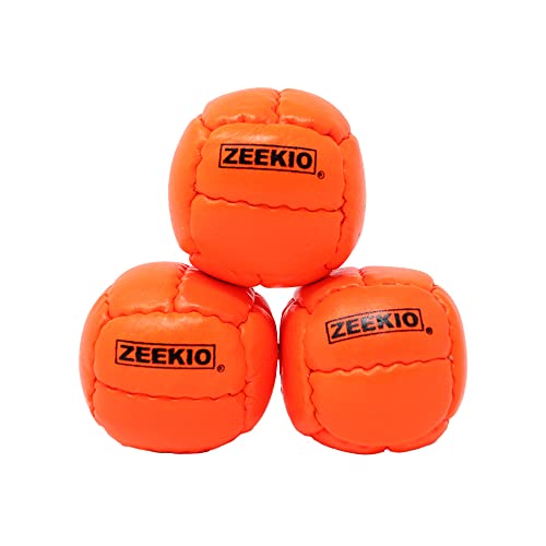 Zeekio - Galaxy Juggling Ball - Professional Grade - Suitable for All Levels & Ages - Premium 12 Panel Genuine Leather Ball Durable - 130 Grams 67mm - Set of 3 - Orange - Image 2