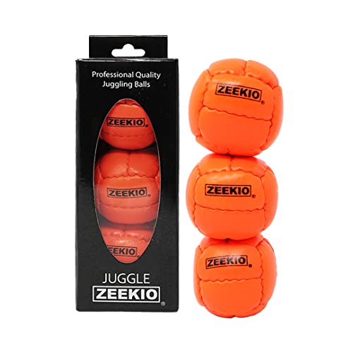 Zeekio - Galaxy Juggling Ball - Professional Grade - Suitable for All Levels & Ages - Premium 12 Panel Genuine Leather Ball Durable - 130 Grams 67mm - Set of 3 - Orange - Image 1