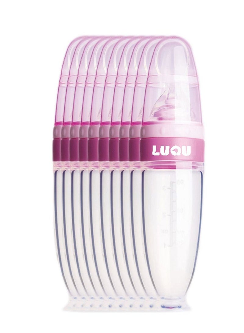 LuQu Ultra-Soft Silicone Body Baby Food Dispensing Spoon With Special Head And Dust Cover - Pack Of 10  - Image 1