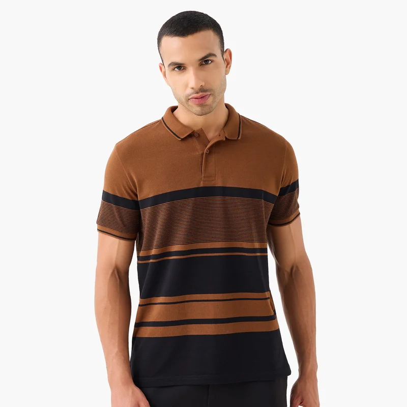 Striped Pique Polo T-shirt