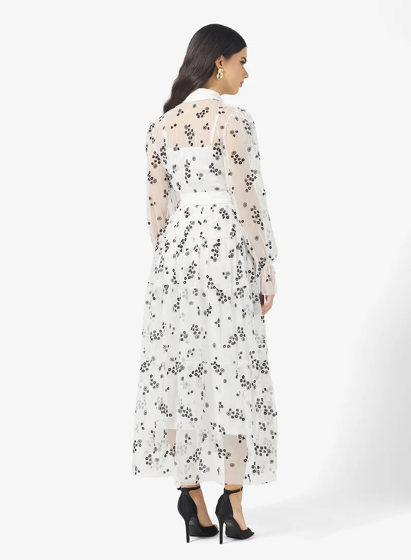 FYOR Long Sleeve Floral Print Maxi Dress