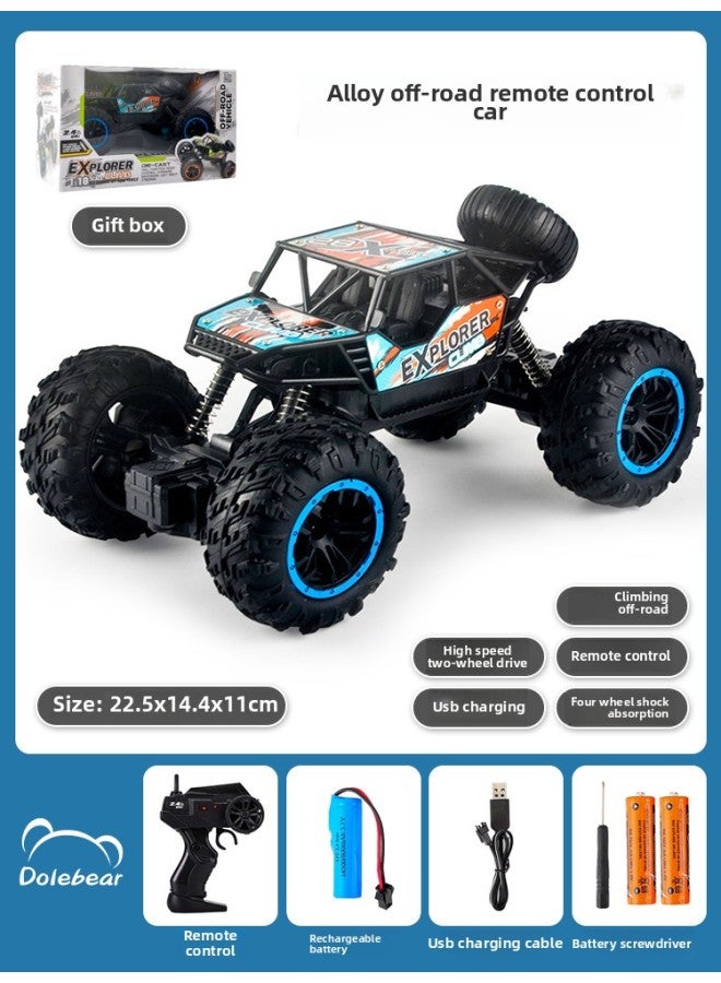 Remote Control Off-road Vehicle High-speed Four-wheel Drive Climbing Electric Car Alloy Children Boy Toy Drift Racing Car Large-Colour:【upgraded Version】 2.4g Remote Control Car Blue—gift Box-Propor