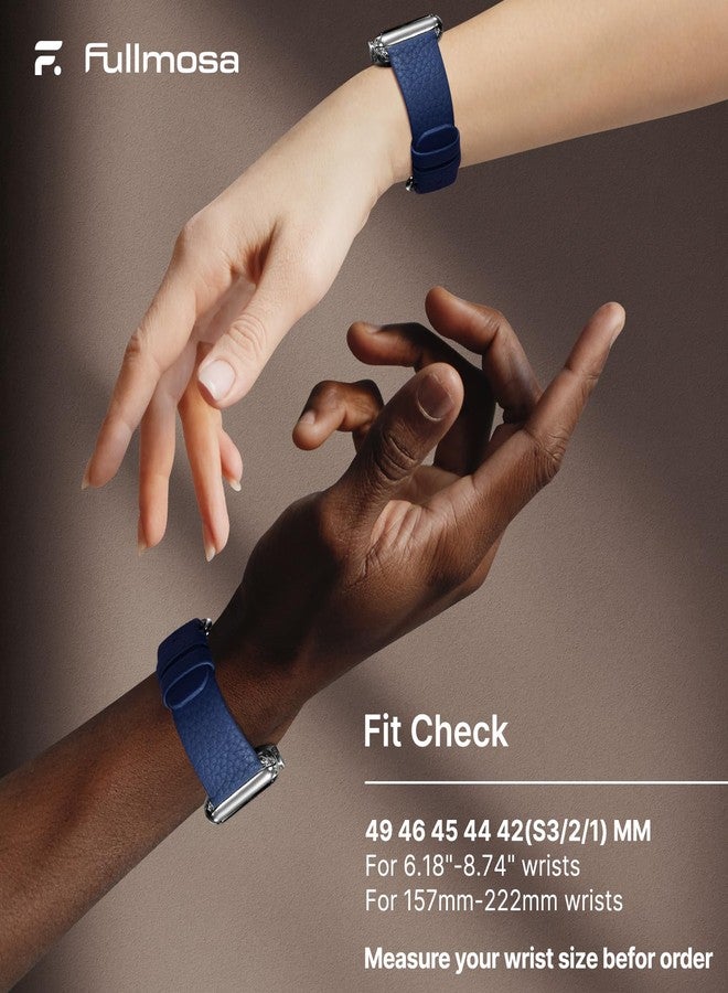 Fullmosa Leather Bands Compatible with Apple Watch Band 42mm 41mm 40mm 38mm for Women Men, Top Grain Genuine Leather Strap for iWatch Series 11/10/9/8/7/6/5/4/3/2/1,SE3/2/1, Dark Blue/Silver - Image 5