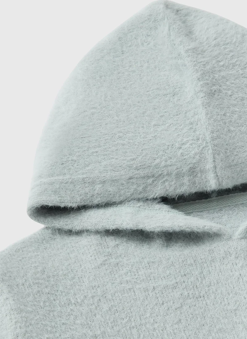 Matalan Girls Teal Fluffy Snit Hoodie & Trouser Set