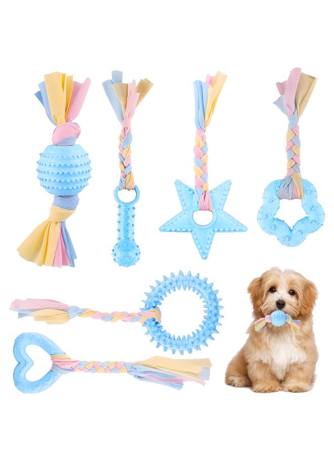 Laoybho Dog Chewing Toys 6 Pack,Puppy Clean Teeth for Small to Medium Dogs, Interactive Training Toys Dog Gift Set Durable Natural Rubber Cotton Rope Balls for Oral Health Protection - Image 1