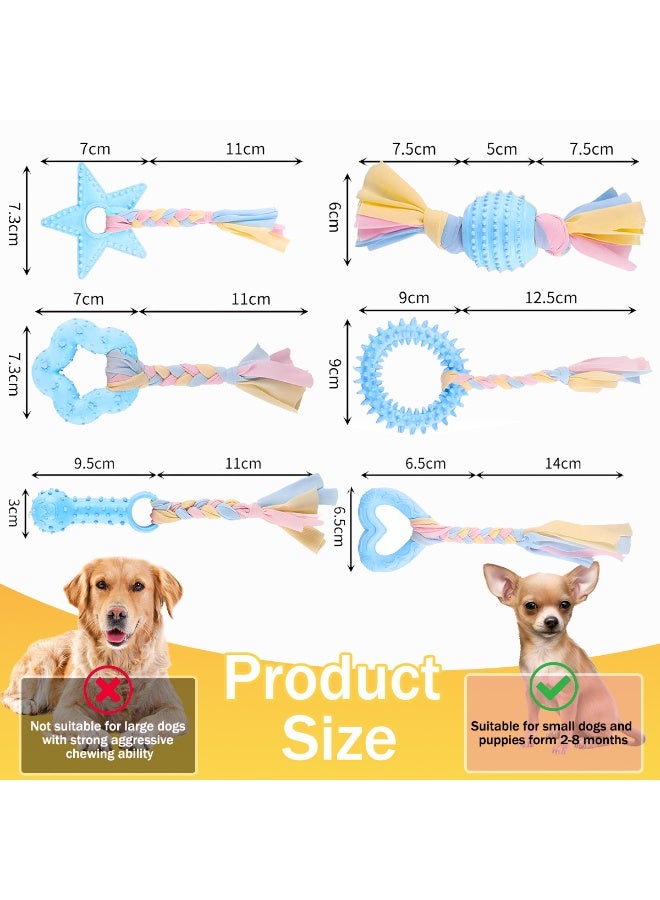 Laoybho Dog Chewing Toys 6 Pack,Puppy Clean Teeth for Small to Medium Dogs, Interactive Training Toys Dog Gift Set Durable Natural Rubber Cotton Rope Balls for Oral Health Protection - Image 2