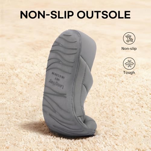 LongBay Women's Comfy Slippers Indoor Outdoor House Shoes with Removable Insole & Non-Slip Sole Grey, 7 - Image 5