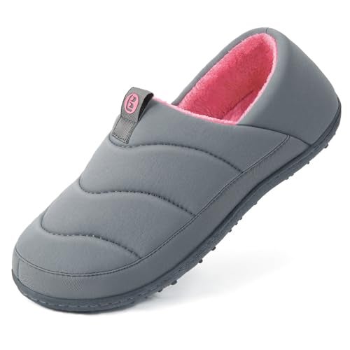 LongBay Women's Comfy Slippers Indoor Outdoor House Shoes with Removable Insole & Non-Slip Sole Grey, 7 - Image 1
