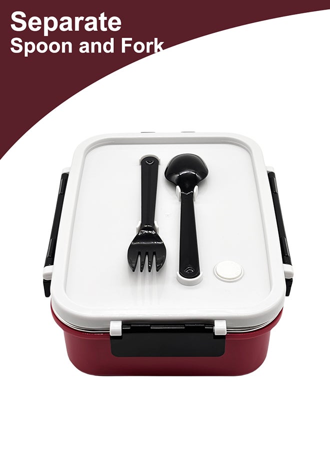 ايست من نون صندوق غداء بثلاثة أقسام، 800 مل، مقاوم للتسرب، قفل بمشابك من الطرفين - أحمر - Image 3