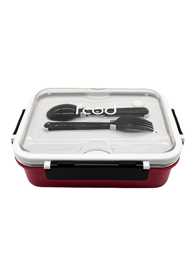 ايست من نون صندوق غداء بثلاثة أقسام، 800 مل، مقاوم للتسرب، قفل بمشابك من الطرفين - أحمر - Image 1