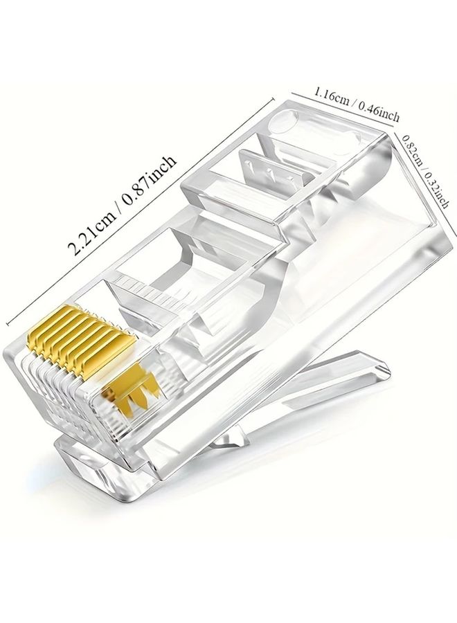100pcs Cat6 CAT5e RJ45 Pass Through Modular Plug Connectors Golden Plated Ethernet Cable - Image 3
