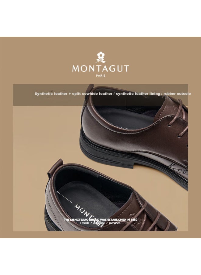 Montagut Men's Spring High-end Business Formal Leather Shoes Versatile Office Banquet British Style Soft Sole Durable Men's Shoes - Image 1