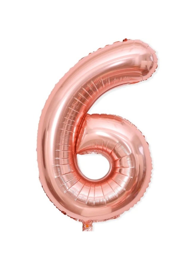 بالون رقم 6 ذهبي وردي لعيد الميلاد السادس - كبير، 40 بوصة | بالون رقم 6 ذهبي وردي من رقائق مايلر لتزيين حفلات أعياد الميلاد | بالون رقم 6 ذهبي وردي | بالونات رقم 6 للذكرى السنوية السادسة - Image 2