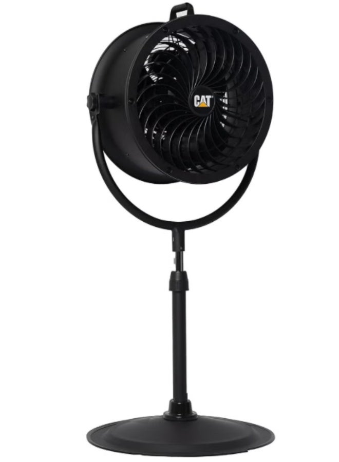 CAT Caterpillar HVPD-14AC 14-Inch High Velocity Pedestal Drum Fan, Industrial Air Circulator, Heavy Duty Cooling Fan, Adjustable Stand, Black