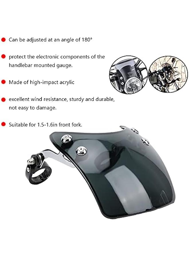 Loquat Motorcycle Windshield - Motorcycle Wind Deflector, Universal Motorcycle Modified Windshield Windscreen 180° Adjustable Headlight Fairing Air Deflector for 1.5-1.6in Front Fork(Black) - Image 4