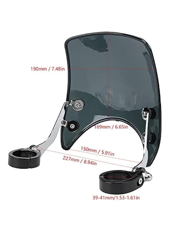 Loquat Motorcycle Windshield - Motorcycle Wind Deflector, Universal Motorcycle Modified Windshield Windscreen 180° Adjustable Headlight Fairing Air Deflector for 1.5-1.6in Front Fork(Black) - Image 5