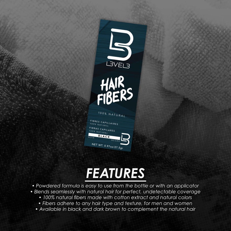 L3 Hair Fibers - Cover Bald Spot or Thinning Hair - Natural Looking Finish - Instant Grey Coverage and Thicker Hair (Black) - Image 3