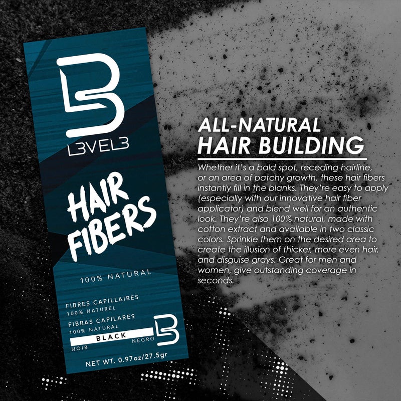L3 Hair Fibers - Cover Bald Spot or Thinning Hair - Natural Looking Finish - Instant Grey Coverage and Thicker Hair (Black) - Image 2
