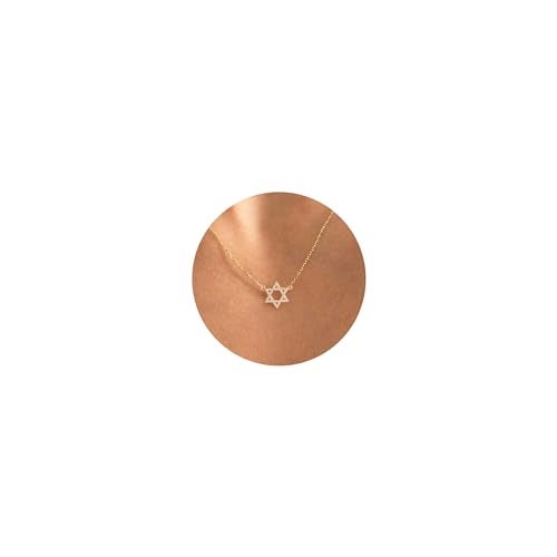 LLWOM Dainty Gold Necklace-14K Gold Plated CZ Star Of David Necklace for Women Simple Jewelry Everyday for Women - Image 1