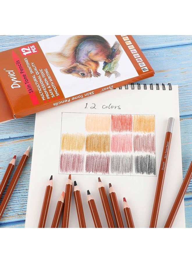 Dyvicl Skin Tone Colored Pencils for Adult Coloring, 12 Colors Art Pencils for Drawing, Sketching, Shading, Soft Core Colored Pencils for Adults, Kids, Beginners, Artists - Image 3