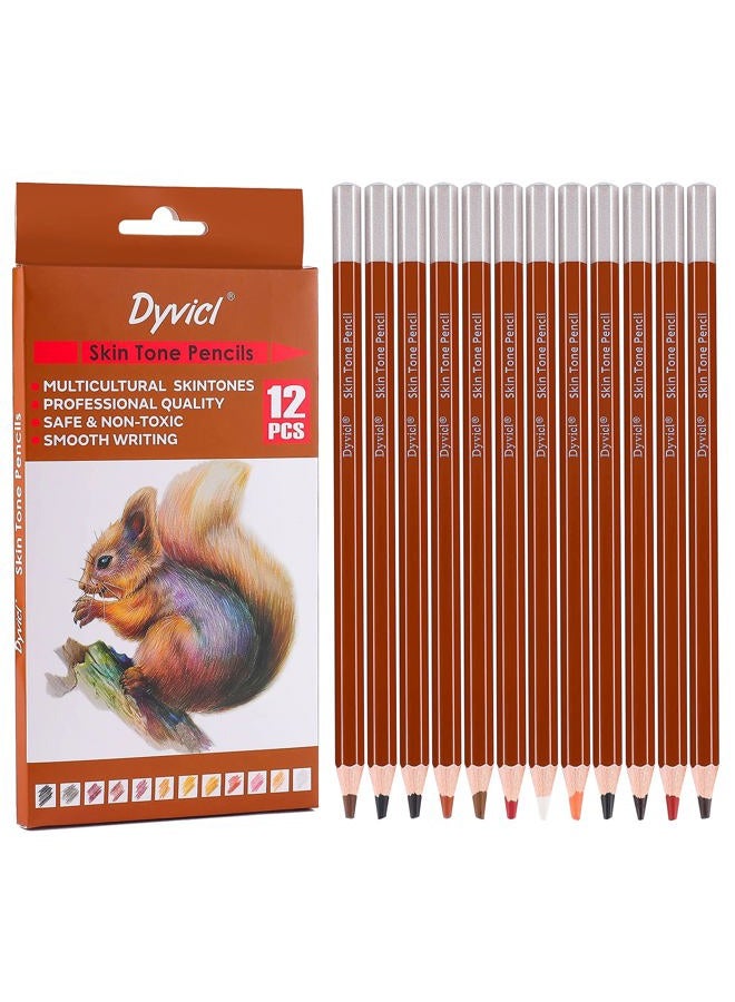 Dyvicl Skin Tone Colored Pencils for Adult Coloring, 12 Colors Art Pencils for Drawing, Sketching, Shading, Soft Core Colored Pencils for Adults, Kids, Beginners, Artists - Image 1