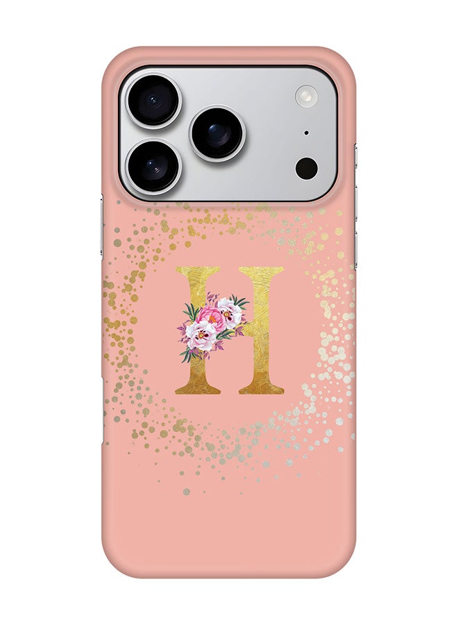 Stylizedd For iPhone 17 Pro,Case, [Compatible with MagSafe] Magnetic cover Slim fit Protection Matte, - Custom Monogram Floral - H  (Rose Pink )