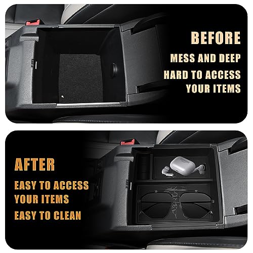 TripleAliners Center Console Organizer Compatible with 2021-2024 Ford Bronco(No for Sport) Accessories 6th Gen Bronco 2/4-Door Center Console Storage Box ABS Material with Leather Trim(V2_Black) - Image 3