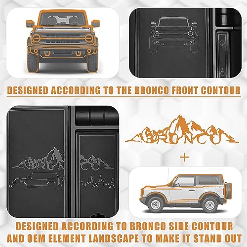 TripleAliners Center Console Organizer Compatible with 2021-2024 Ford Bronco(No for Sport) Accessories 6th Gen Bronco 2/4-Door Center Console Storage Box ABS Material with Leather Trim(V2_Black) - Image 2