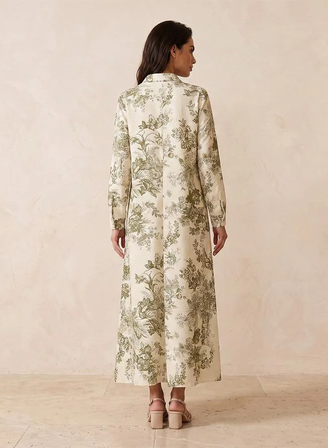 Iconic IVORY Iconic Floral Print Trapeze Maxi Dress for Women | Best Price UAE