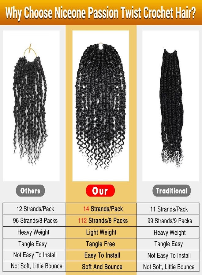 Nice One Pre-Twisted Passion Twist Hair 12 Inch, 112Strands Short Passion Twist Crochet Hair for Women 8 Packs Natural Black Pre-Looped Passion Twists Braiding Synthetic Hair Extensions (12inch,1B#) - Image 5