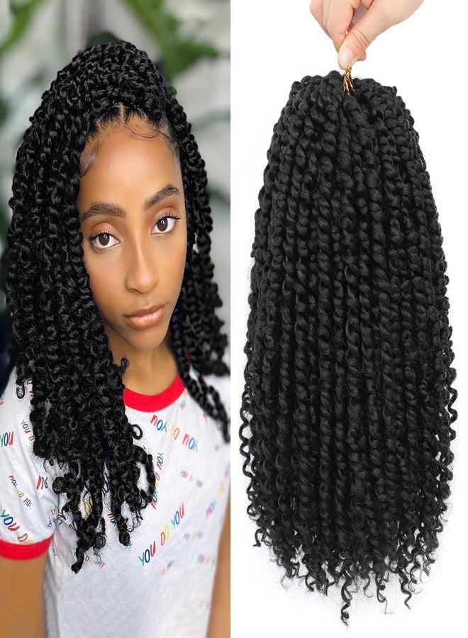 Nice One Pre-Twisted Passion Twist Hair 12 Inch, 112Strands Short Passion Twist Crochet Hair for Women 8 Packs Natural Black Pre-Looped Passion Twists Braiding Synthetic Hair Extensions (12inch,1B#) - Image 1