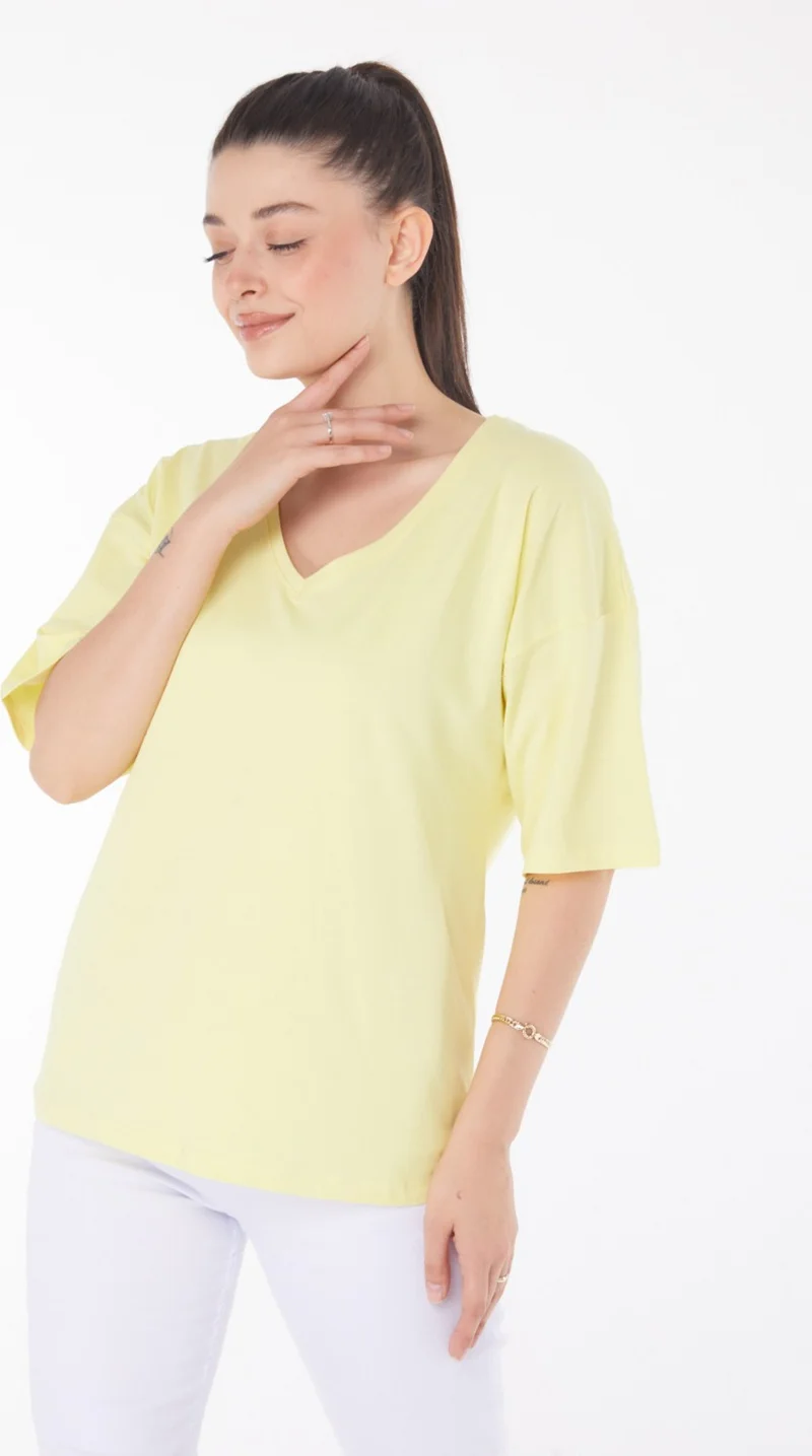 Tofisa Plain Medium Women's Yellow T-Shirt - 25848