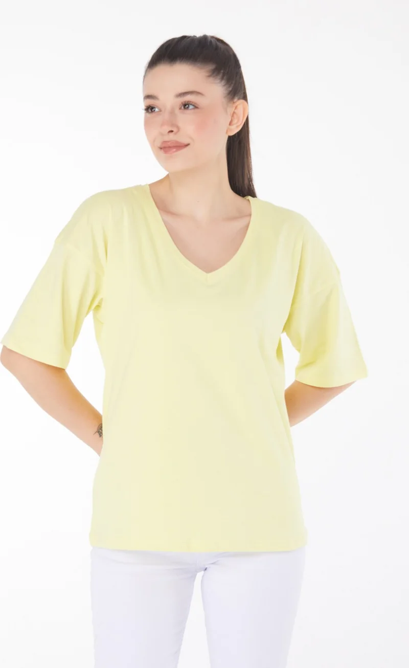 Tofisa Plain Medium Women's Yellow T-Shirt - 25848