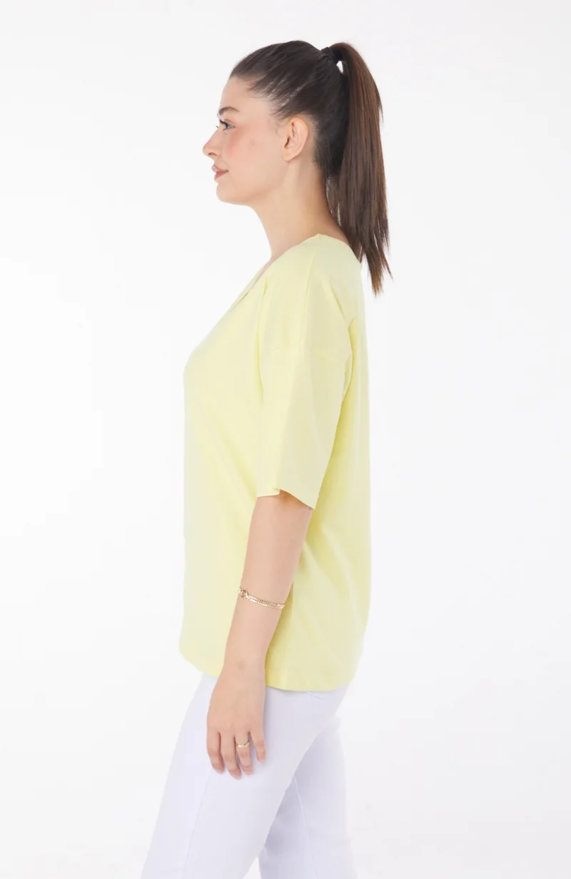Tofisa Plain Medium Women's Yellow T-Shirt - 25848