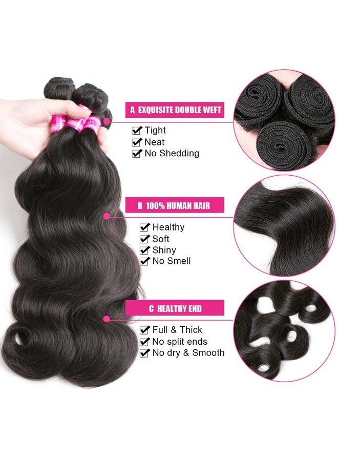 Beauty Queen 10A حزم شعر بشري مموج برازيلي (20 22 24 بوصة) حزم شعر بشري 100% غير معالجة نسج 3 حزم شعر بشري عذري لون طبيعي إكستنشن شعر ريمي - Image 3