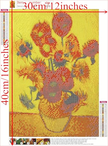 NIHOJIUMA NIHO-JIUMA Diamond Painting Kits Van Gogh's Sunflower, DIY 5D Full Drill Diamond Art Gift for Adult/Teen, Home Decoration (30x40cm/12x16inches) - Image 3