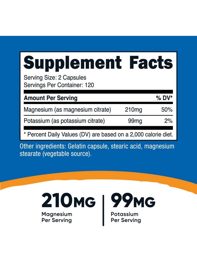 Nutricost Potassium (99 mg) Magnesium (210 mg) Citrates, 240 Capsules - Non-GMO, Gluten Free - Image 2
