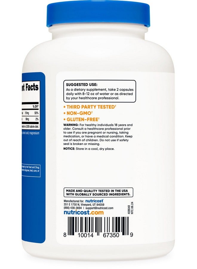 Nutricost Potassium (99 mg) Magnesium (210 mg) Citrates, 240 Capsules - Non-GMO, Gluten Free - Image 4