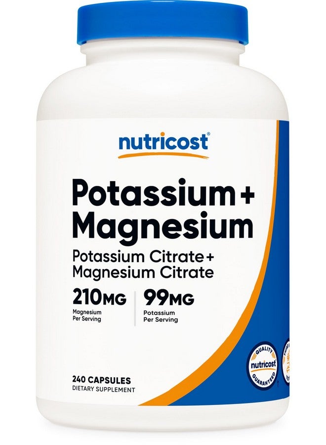 Nutricost Potassium (99 mg) Magnesium (210 mg) Citrates, 240 Capsules - Non-GMO, Gluten Free - Image 1