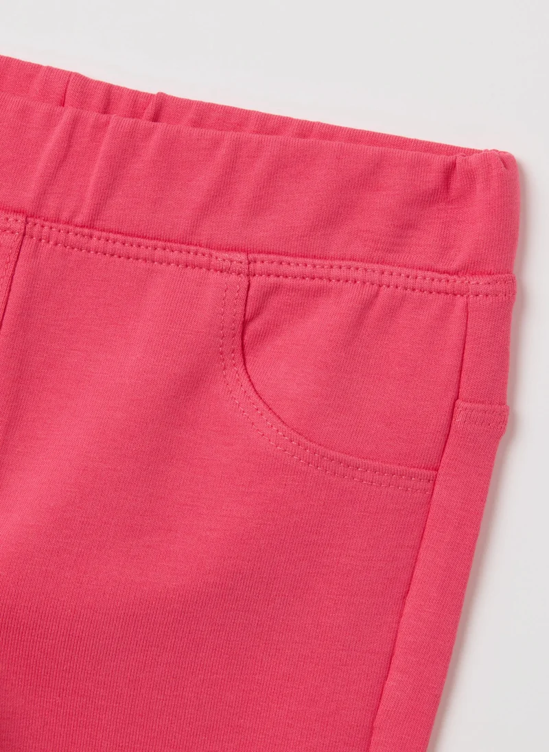 Ovs PINK STRETCH COTTON FLARE BABY GIRL TROUSERS